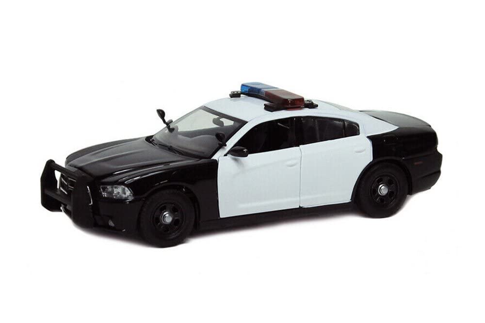 Motor Max 2011 Dodge Charger Pursuit Unmarked w/Lights & Sounds, Black and White 79533-1/24 Scale Diecast Model Toy Car