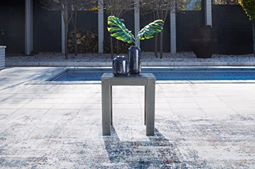 Signature Design by Ashley Amora Outdoor HDPE Patio End Table, Charcoal Gray