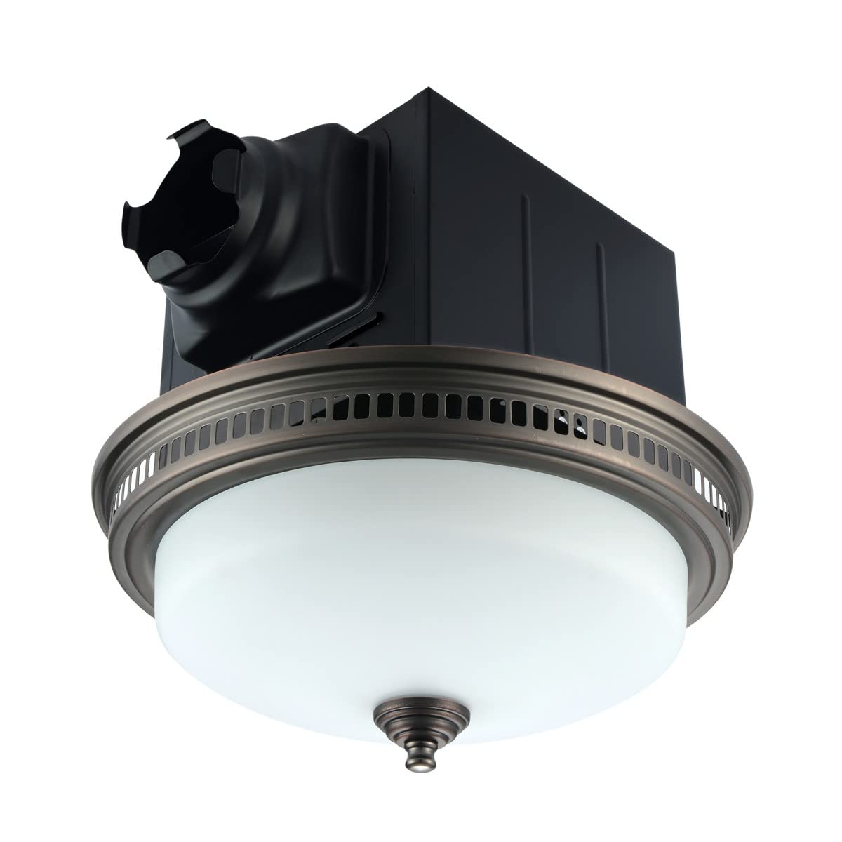 Liftbridge Kitchen & Bath Decorative Round 110 CFM Oil Rubbed Bronze Bathroom Ceiling Ventilation & Exhaust Fan with Light and Glass Globe, Quiet 1.5 Sones Bath Fan & Nightlight