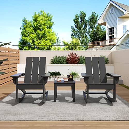 WO Home Furniture Adirondack Rocking Chair Set of 2 PCS Patio All-Weather and UV Protection for Any Outdoor Spaces (Gray)