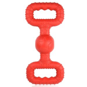 biteking natural rubber dog toys for large aggressive chewers - tough tug war dog toy for large dogs tooth clean, red