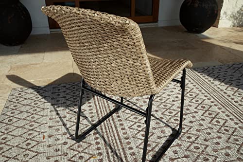 Signature Design by Ashley Outdoor Amaris Resin Wicker Patio Chair, 2 Count, Brown