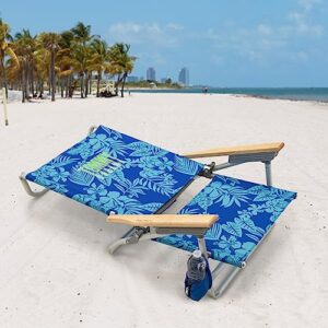 Tommy Bahama 5-Position Lay Flat Cup Holder and Towel Bar Beach Chair, 1-Pack, Floral Print