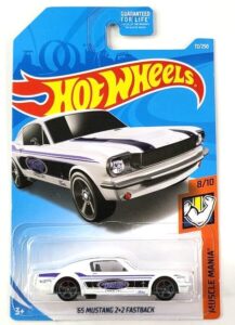 diecast hot wheels '65 mustang 2+2 fastback - 72/250 [white] muscle mania 8/10