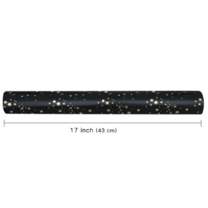 RUSPEPA Wrapping Paper Roll - Mini Roll - Gold Foil Star Black Background Design for Wedding, Birthday, Shower, Congrats, and Holiday - 17 Inches X 32.8 Feet