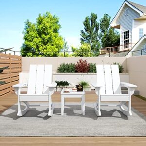 WO Home Furniture Adirondack Rocking Chair Set of 2 PCS Patio All-Weather and UV Protection for Any Outdoor Spaces (White)