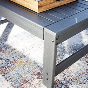 Signature Design by Ashley Amora Outdoor HDPE Patio Coffee Table, Charcoal Gray