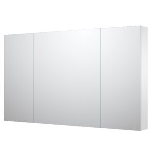 sunrosa aluminum bathroom medicine cabinet with mirror door, 48"×27.5" bathroom mirror cabinet, wall-mountable and recessed-in mirror cabinet, 3 doors medicine cabinet organizer