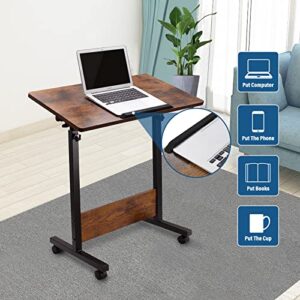 KOUPA Adjustable Mobile Standing Desk Large 16×31 in, Rolling Computer Workstation with Lockable Wheels for Home Office, 360° Flip Tilt Foldable Laptop Table Cart for Standing Sitting