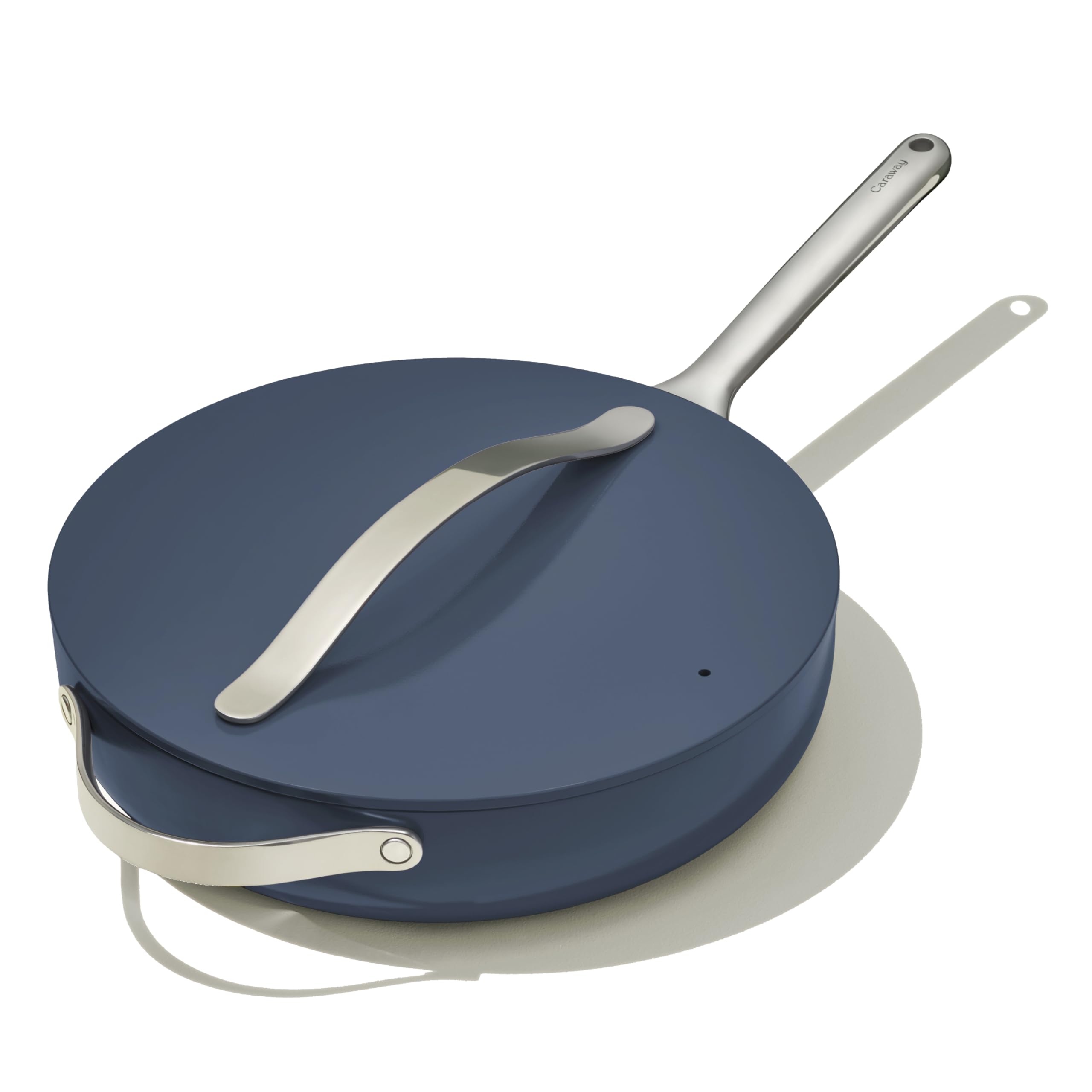 Caraway Nonstick Ceramic Sauté Pan with Lid (4.5 qt, 11.8") - Non Toxic, PTFE & PFOA Free - Oven Safe & Compatible with All Stovetops (Gas, Electric & Induction) - Navy