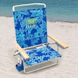 Tommy Bahama 5-Position Lay Flat Cup Holder and Towel Bar Beach Chair, 1-Pack, Floral Print