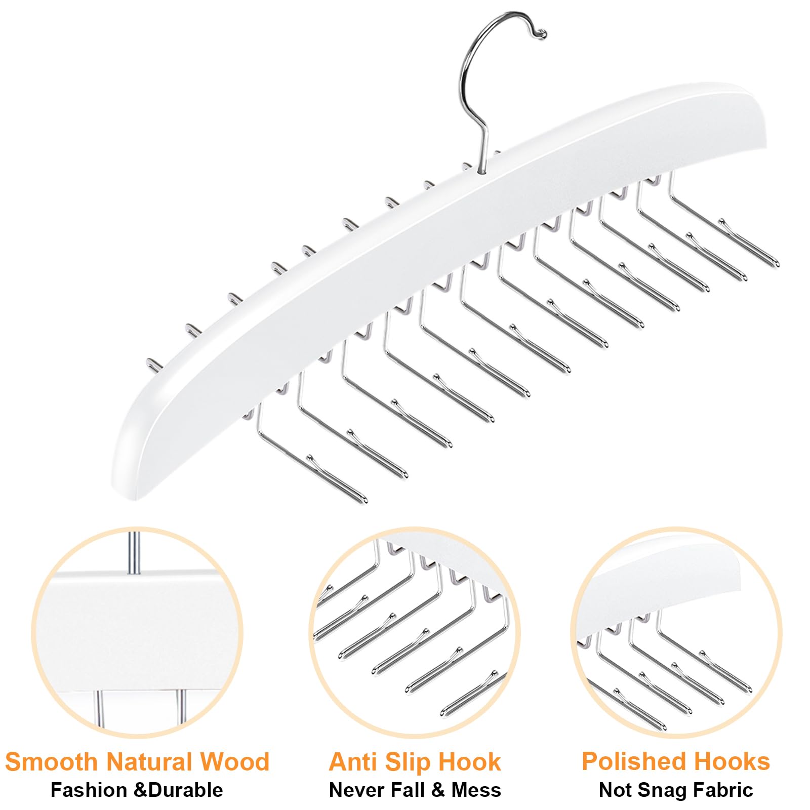 Tank Top Hanger with Premium Wood, 24 Large Capacity, Space Saving,360 Degree Rotating, Foldable Metal Hooks, Tank Tops