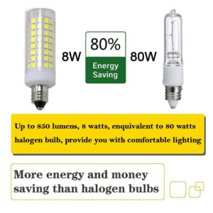 ETHT E11 led Bulb 75w 100w Halogen Bulbs Replacement, JD T4 e11 Mini Candelabra Base 110V 120V 130 Voltage Input Light Bulbs, Pack of 4 (E11 6000K), Daylight White