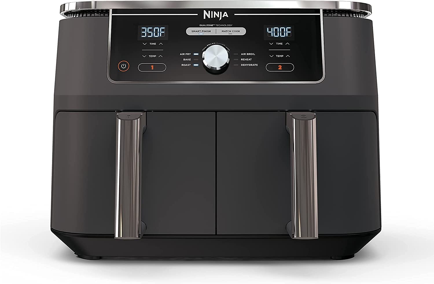 Ninja DZ401 Foodi 6-in-1 10-qt. 2-Basket Air Fryer with DualZone Technology, Grey (Renewed) AD350CO