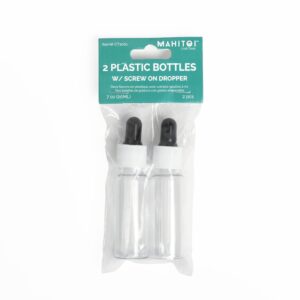 mahitoi pack of 2 dropper bottles 20ml or .7oz, lid and screw, resealable, easy to squeeze and hold accurately for your project or store your craft mediums