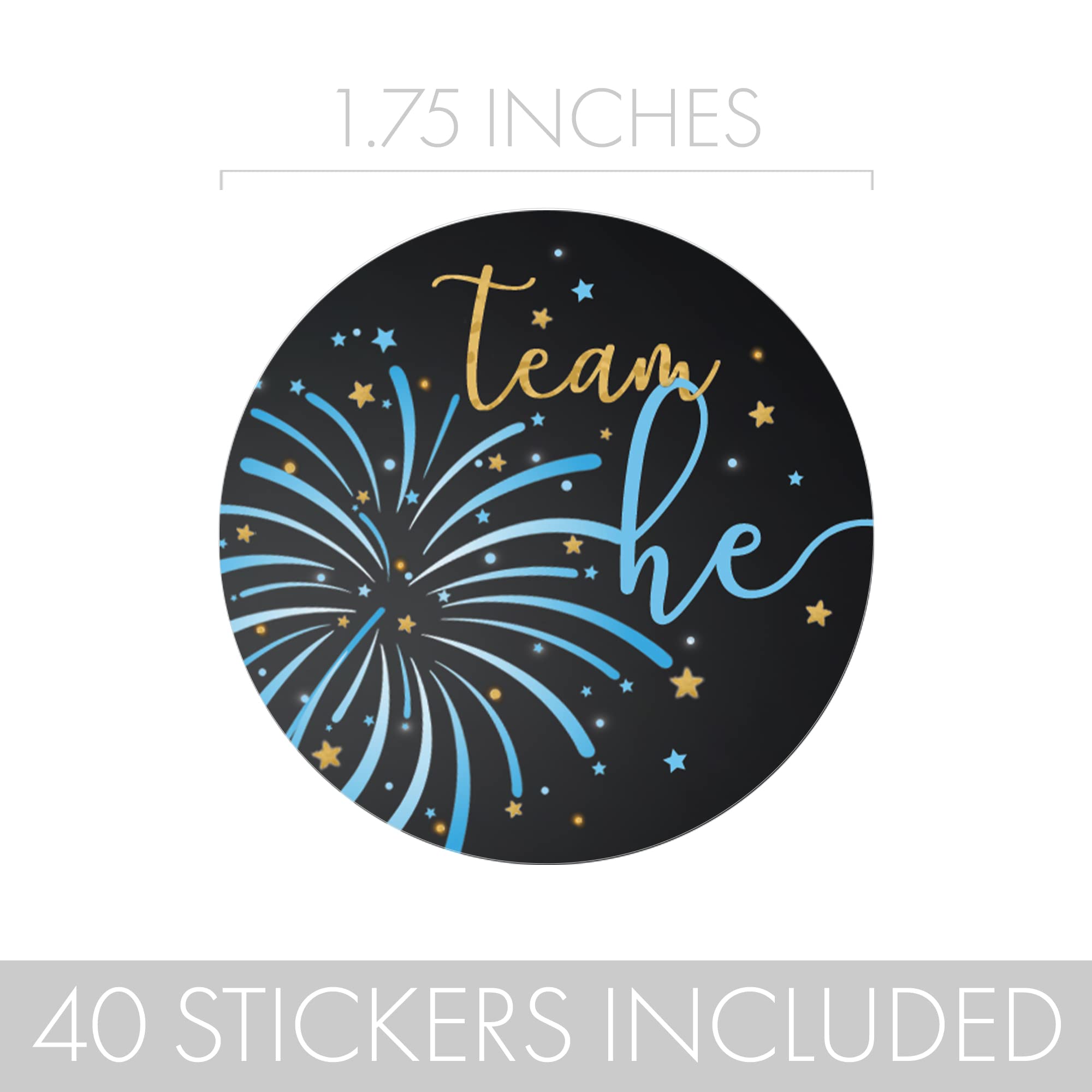 What Will Our Little Firework Be Gender Reveal Party -Team He or Team She - 40 Stickers