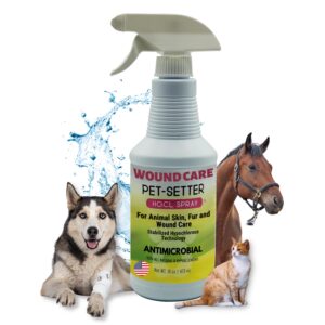 pet-setter animal wound and skin care spray for all pets dog and cat cleanser will soothe skin irritations treat cuts provide itch relief eliminate pet odor even bad breath made in usa 16 oz