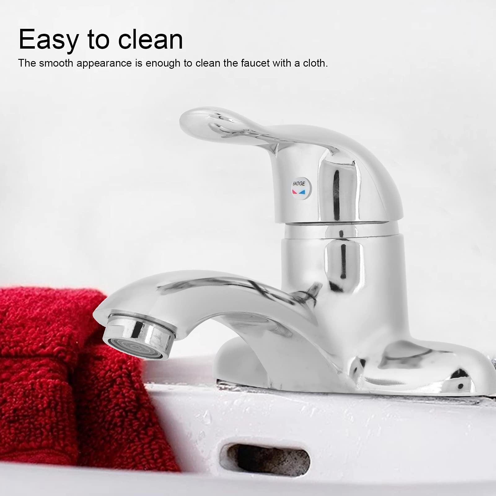 Single Hole Bathroom Faucet, G1/2 Zinc Alloy and ABS Hot and Cold Water Mixing Sink Faucet, Single-Handle Bathroom Faucet