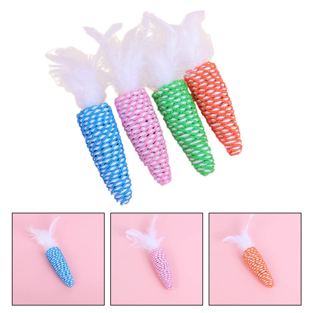 balacoo 4pcs Cat Carrot Toy Cat Dental Chew Ball Braided Dog Rope Toys Cat Chew Toy Catnip Toys Cat Toys Dog Chew Toys for Small Dogs Wand Kitten Toys The Cat Indoor Cat Artificial