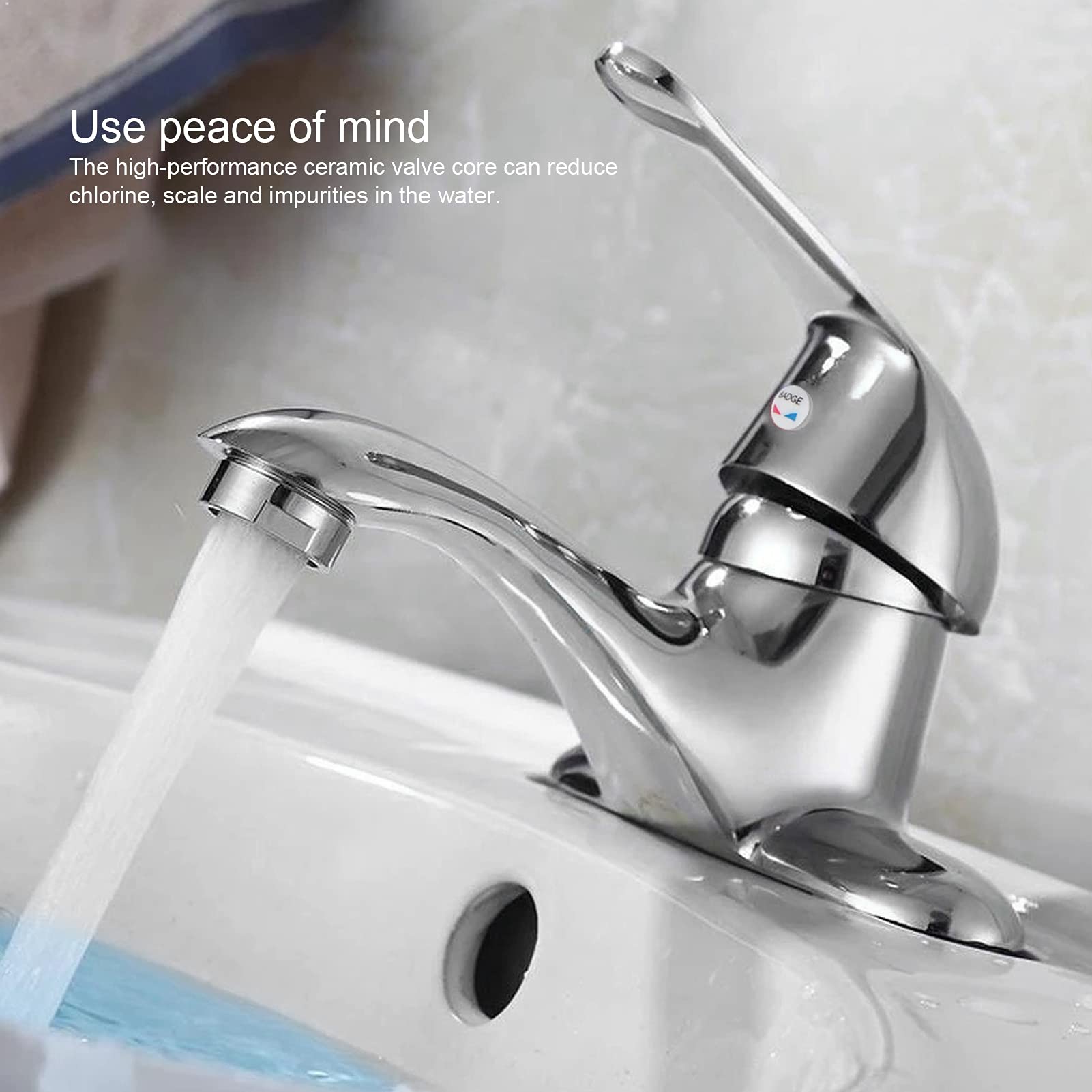 Single Hole Bathroom Faucet, G1/2 Zinc Alloy and ABS Hot and Cold Water Mixing Sink Faucet, Single-Handle Bathroom Faucet