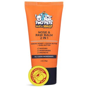 dog paw balm and dog nose balm 2oz (2 in 1)- dog balm for paws and nose treatment for dry and cracked paws and snouts- also paw balm dogs lick safe for hot pavement protection- snout soother for dogs