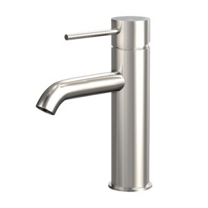 Ivanees Bathroom Sink Faucet Single Handle, Single Hole Faucet, Hot & Cold Mixer Tap Bathroom Faucet, Lead-Free Solid Brass Faucet, Brushed Nickel Finish, Deck Mounted Bath Faucet