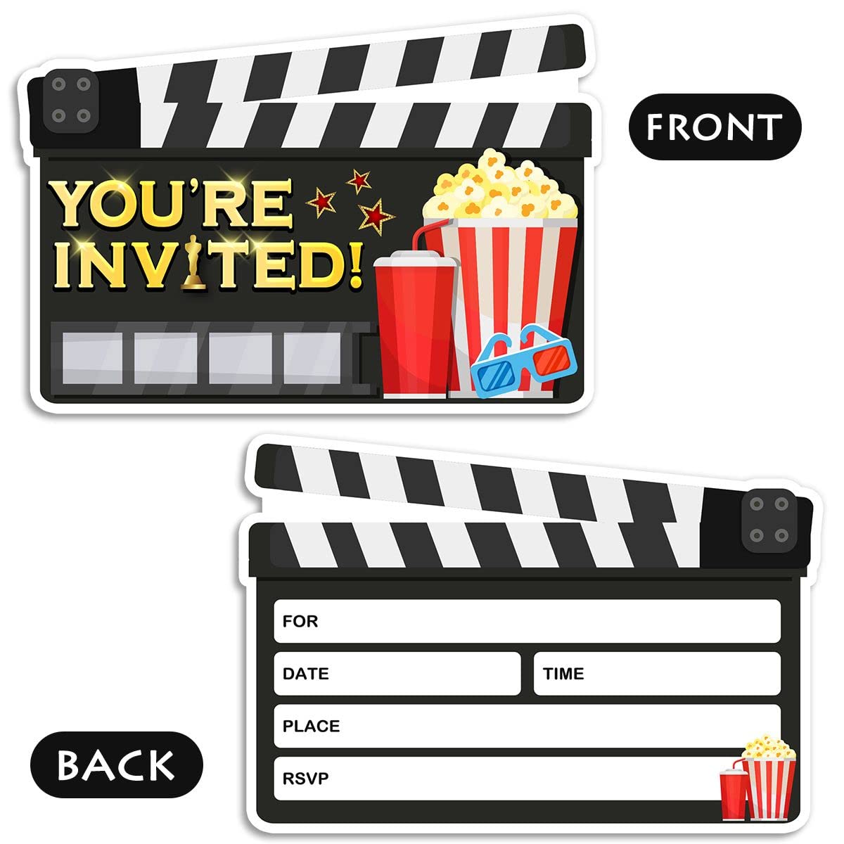 30 Movie Party Invitations with Envelopes - Perfect for Movie Theme Party, Hollywood Party, Red Carpet Party, Movie Birthday Party Supplies