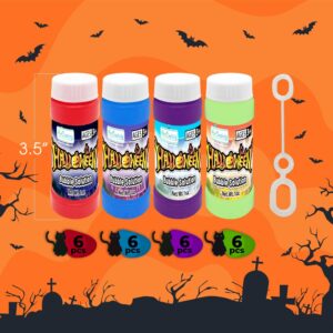 ArtCreativity Halloween Mini Bubble Bottles, Set of 24, Kids’ Bubble Toys with Wands and 2 Ounces of Fluid Each, Halloween Party Favors, Non-Candy Trick or Treat Supplies, 4 Designs