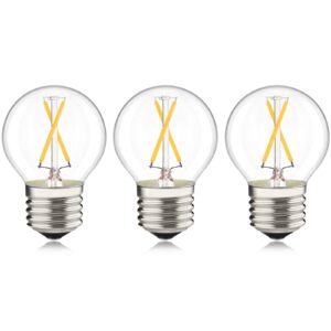 a15 e26 led light bulb, 2 watt 3000k soft white, dimmable globe edison filament bulbs 25w equivalent, 200 lumens clear glass (3 pack)