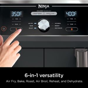 Ninja DZ401 Foodi 6-in-1 10-qt. 2-Basket Air Fryer with DualZone Technology, Grey (Renewed) AD350CO