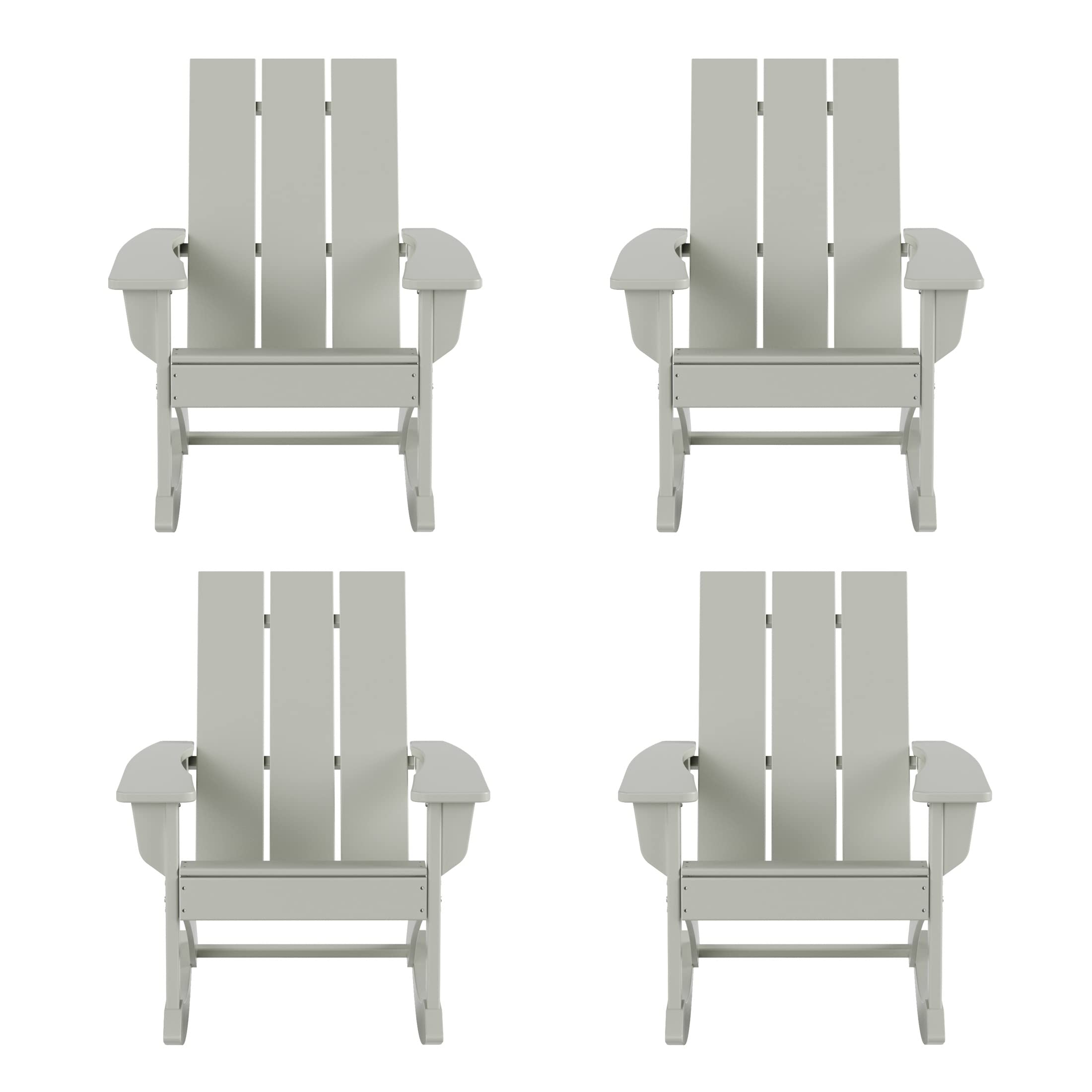 WO Home Furniture Patio Rocking Chair Set of 4 PCS Modern Outdoor HDPE UV Weather Resistant (Sand)