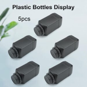 Heyiarbeit 5pcs Plastic Lab Chemical Reagent Bottle 1000ml/34oz Wide Mouth Sample Sealing Liquid Storage Container Black Cap