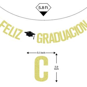 Feliz Graduacion Banner, Spanish 2025 Graduation Banner, 2025 Congrats Grad Banner, Class of 2025 Graduation Party Decorations Gold Glitter