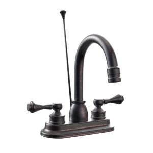 ivanees double handle bathroom faucet with drain, high-arc centerest bathroom sink faucet with lift rod, oil rubbed bronze finish, zinc handle, brass body, 3 holes deck mounted bath faucet