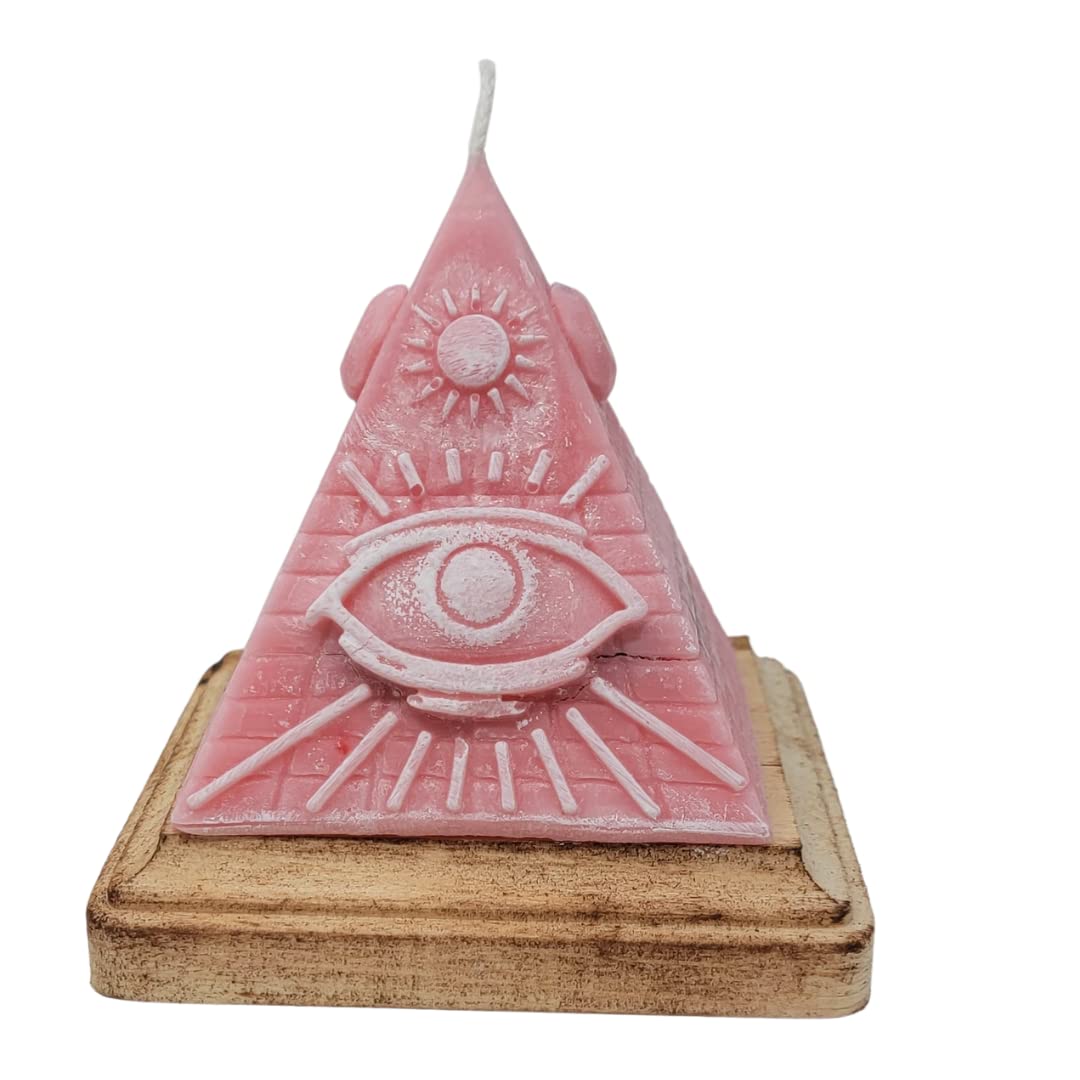 Pyramid Candle with hidden Crystals, Candle with Crystal Hidden Inside, Mystery Candles with Crystals (Pink)