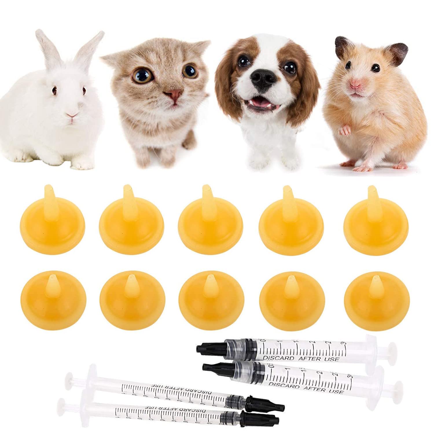 Jiaxix 10Pack Pet Nursing Nipple, Replacement Original+Mini Nipple Feeding Kits for Newborn Kittens, Puppies, Small Animals