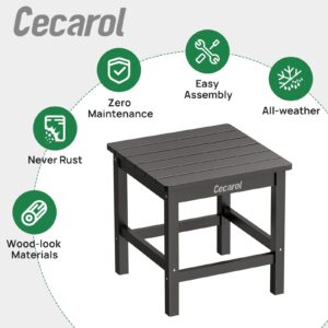 Cecarol Adirondack Side Table, 19.6" Square Oversized Outdoor Side Table, Fade-Resistant and Weather Resistant End Table, Poly Resin Plastic Table for Porch, Patio, Seaside, Black-OST01