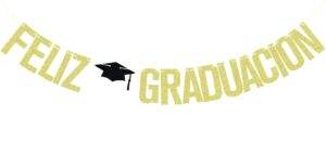 feliz graduacion banner, spanish 2025 graduation banner, 2025 congrats grad banner, class of 2025 graduation party decorations gold glitter