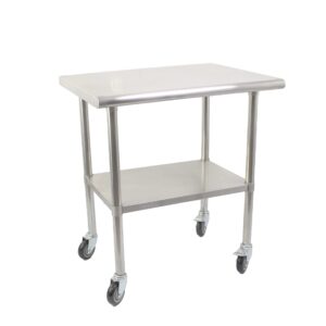 steelbus 24'' x 60'' stainless steel table,nsf commercial heavy duty kitchen prep & work table on 4 caster wheels and with adjustable under shelf,metal food workstation for restaurant, home and hotel…