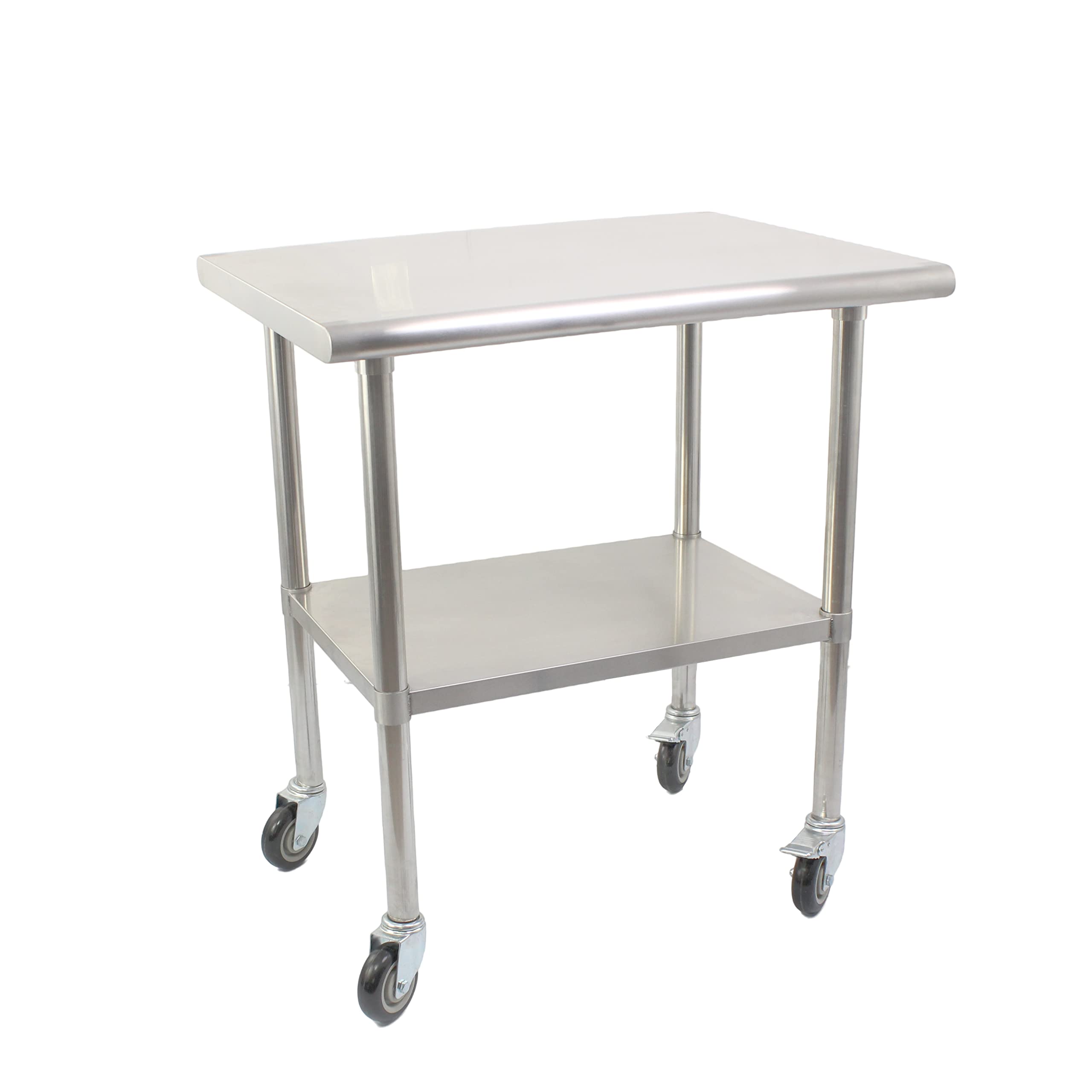 STEELBUS 24'' x 60'' Stainless Steel Table,NSF Commercial Heavy Duty Kitchen Prep & Work Table on 4 Caster Wheels and with Adjustable Under Shelf,Metal Food Workstation for Restaurant, Home and Hotel…