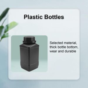 Heyiarbeit 5pcs Plastic Lab Chemical Reagent Bottle 1000ml/34oz Wide Mouth Sample Sealing Liquid Storage Container Black Cap