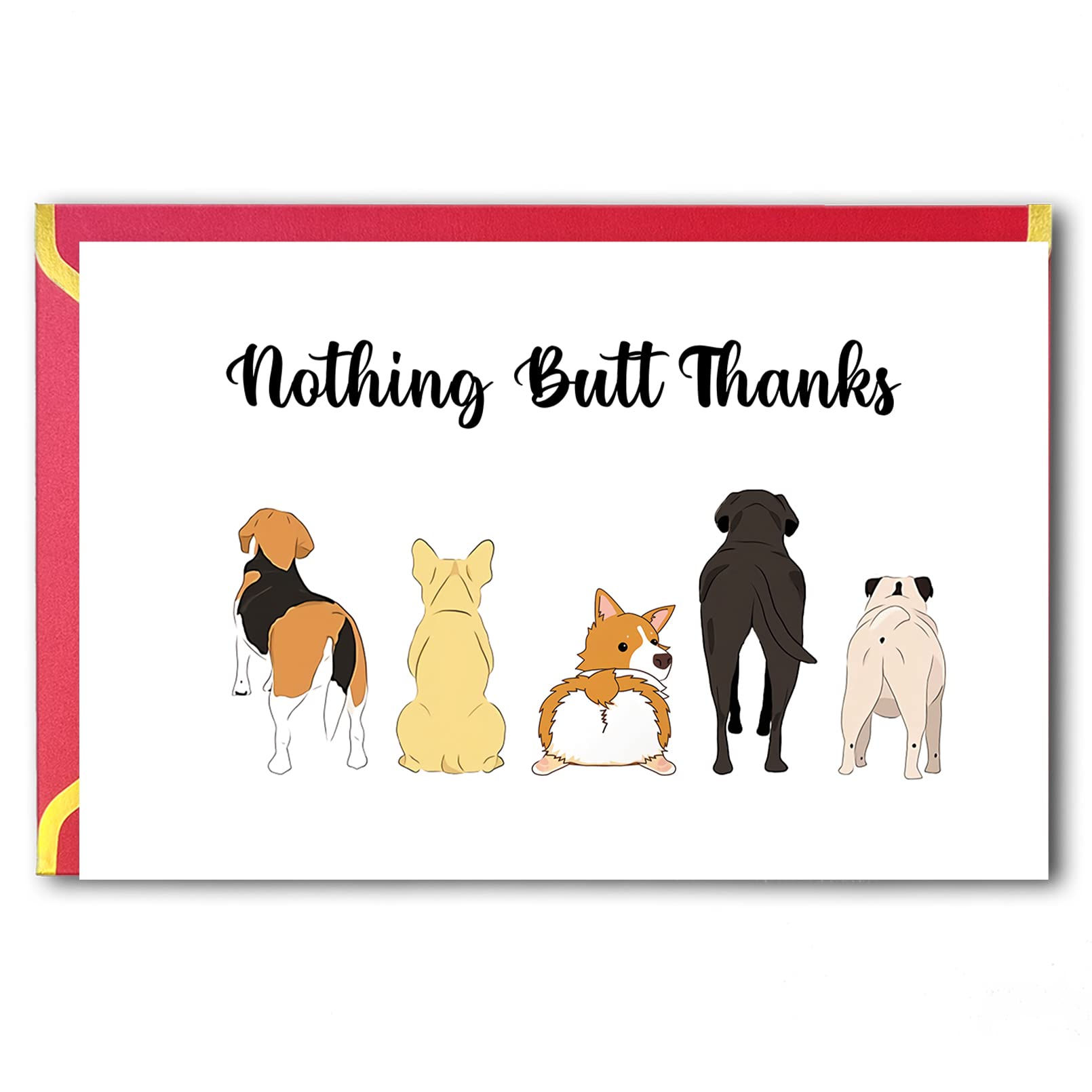 Ziwenhu Cute Thank You Card from Dog, Funny Thank You Gift for Friend, Nothing Butt Thanks Card for Family Members