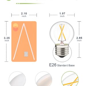 A15 E26 LED Light Bulb, 2 Watt 3000K Soft White, Dimmable Globe Edison Filament Bulbs 25W Equivalent, 200 Lumens Clear Glass (3 Pack)