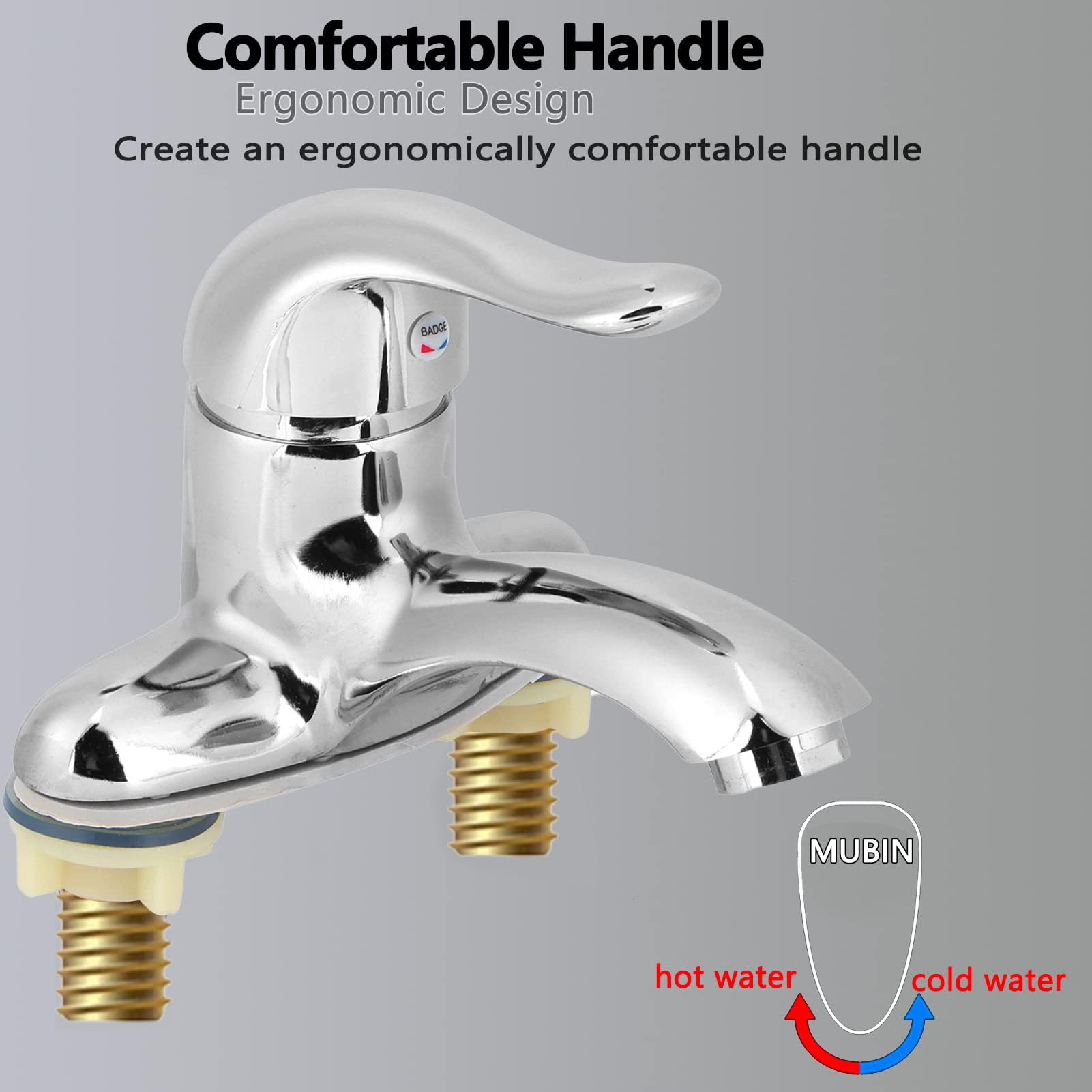 Single Hole Bathroom Faucet, G1/2 Zinc Alloy and ABS Hot and Cold Water Mixing Sink Faucet, Single-Handle Bathroom Faucet