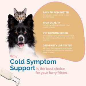 PranaPets Cold Symptom Support for Cats & Dogs | Natural Formula Safely Aids with Colds, Seasonal Allergies & Kennel Cough | Helps Open Airways for Easy Breathing