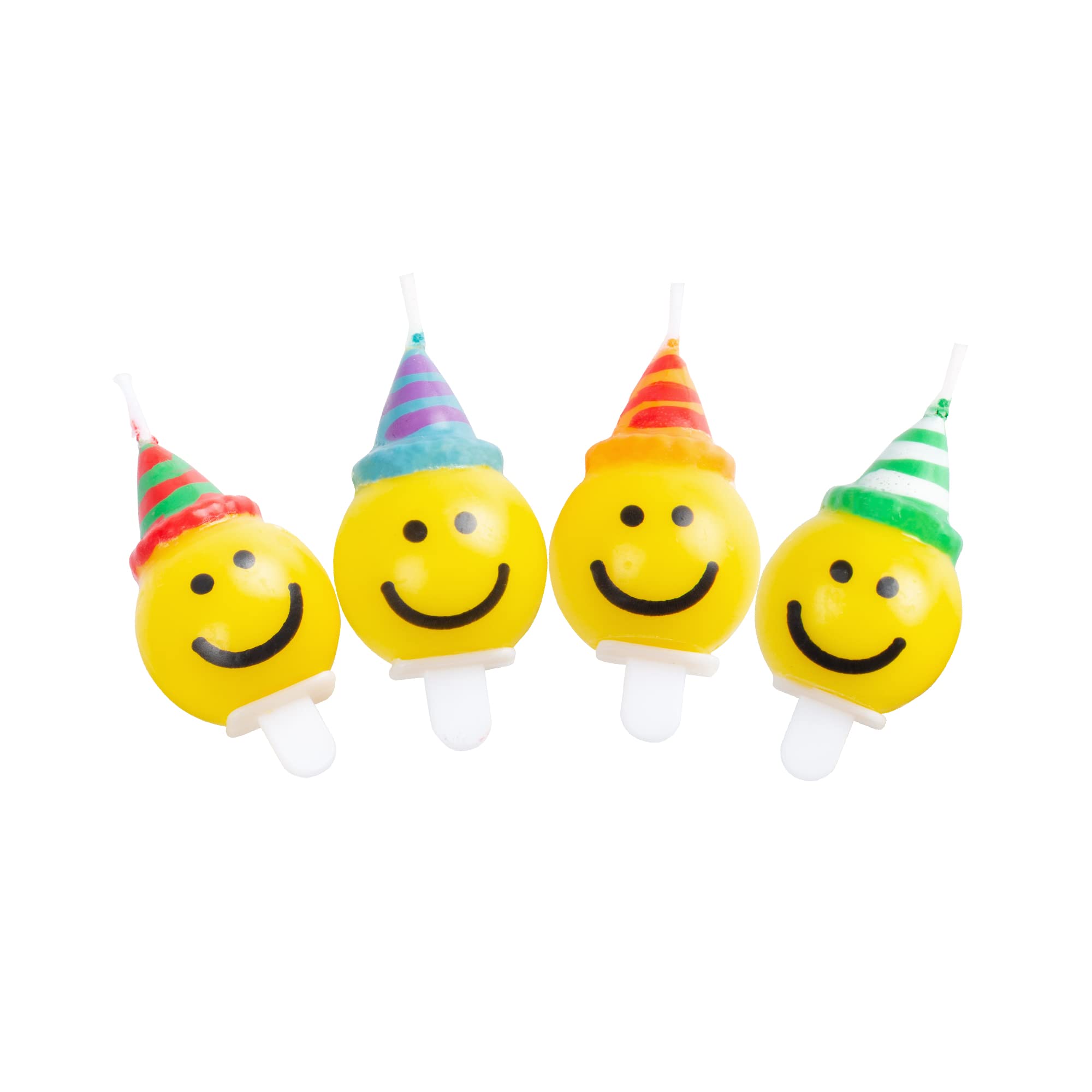 BoKin Smiley Face Birthday Candles, 4Pcs Cute Smile Face Candles One Happy Dude Birthday Cake Candles Toppers for Birthday Party Wedding Anniversary Valentines Day Christmas Festival