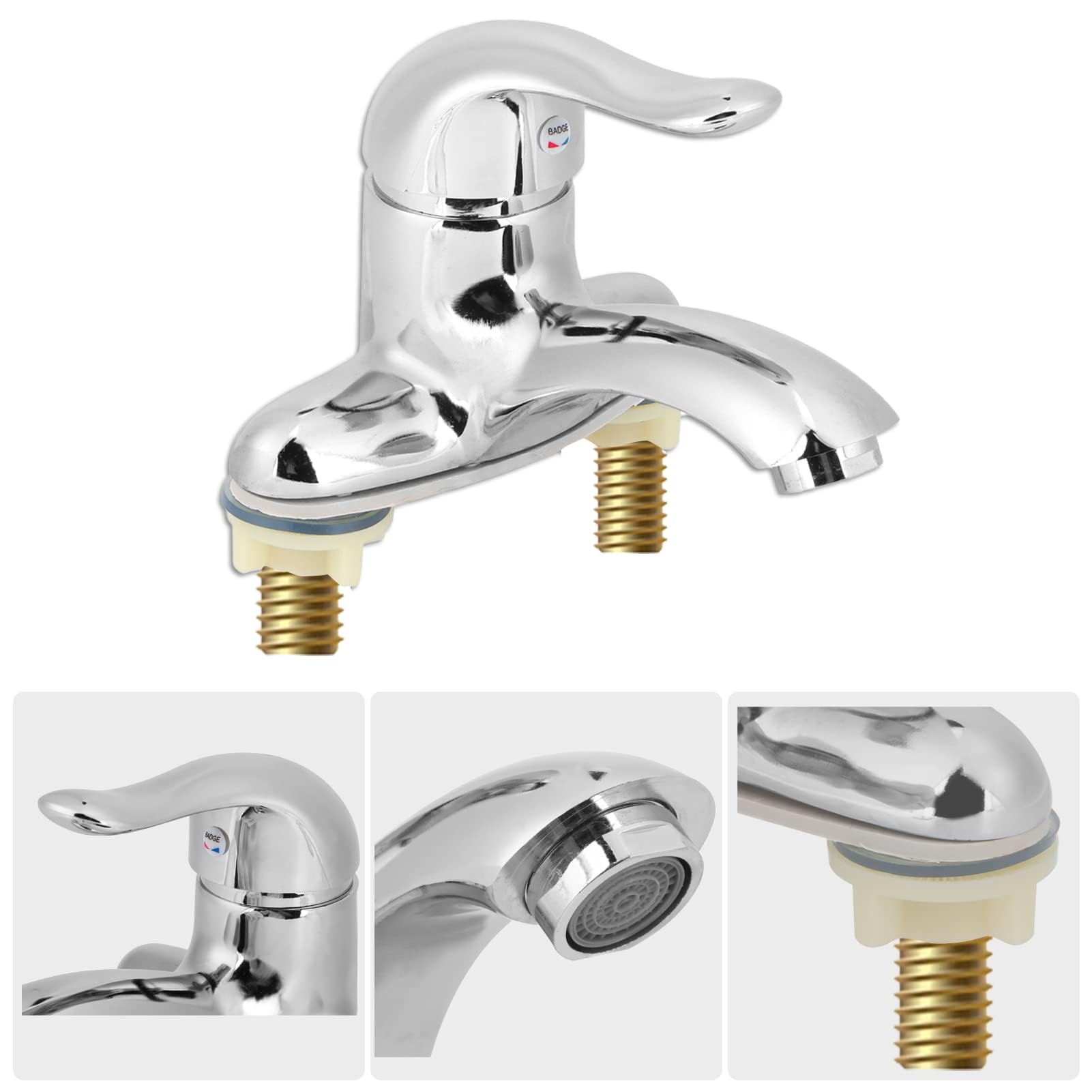 Single Hole Bathroom Faucet, G1/2 Zinc Alloy and ABS Hot and Cold Water Mixing Sink Faucet, Single-Handle Bathroom Faucet