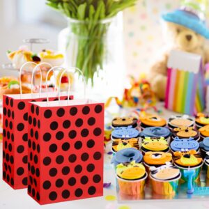 16 Pack Ladybug Party Bags Ladybug Candy Bag Ladybug Treat Paper Bags Ladybug Favor Bags with Handles Red Black Polka Dots Bags for Baby Shower Ladybug Themed Birthday Party Supplies