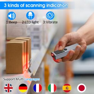 Wireless Barcode Scanner,Alacrity 3-in-1 Connections(Bluetoot+2.4GHz+USB) Mini Portable 1D 2D Bluetooth Wireless Barcode Reader with LCD Screen Display and Auto-scanning Function,Inventory Available