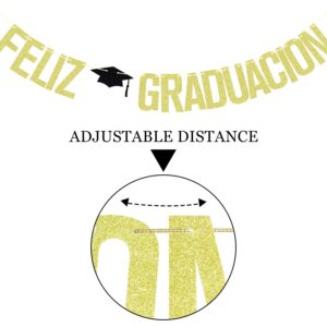 Feliz Graduacion Banner, Spanish 2025 Graduation Banner, 2025 Congrats Grad Banner, Class of 2025 Graduation Party Decorations Gold Glitter